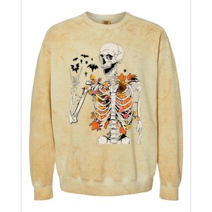 Skeleton Thanksgiving Colorblast Crewneck Sweatshirt