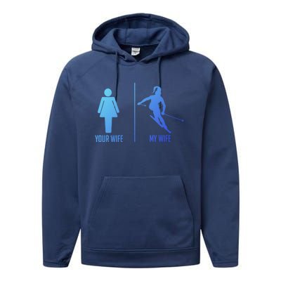 Ski Trip Skiing Wife Husband Marriage Gift Performance Fleece Hoodie