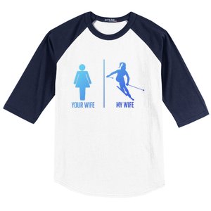 Ski Trip Skiing Wife Husband Marriage Gift Baseball Sleeve Shirt