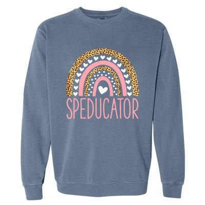 SPED teacher - speducator heart - speducator rainbow Garment-Dyed Sweatshirt