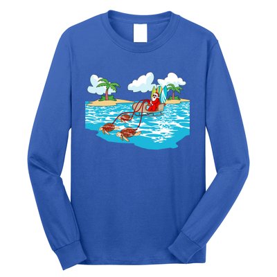 Sea Turtle Sleigh Santa Beach Surfboard Christmas In July Gift Long Sleeve Shirt