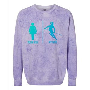 Ski Trip Skiing Wife Husband Marriage Gift Colorblast Crewneck Sweatshirt