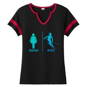 Ski Trip Skiing Wife Husband Marriage Gift Ladies Halftime Notch Neck Tee