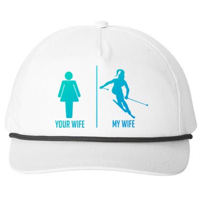 Ski Trip Skiing Wife Husband Marriage Gift Snapback Five-Panel Rope Hat