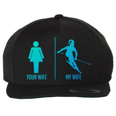 Ski Trip Skiing Wife Husband Marriage Gift Wool Snapback Cap