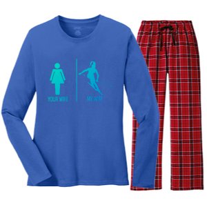 Ski Trip Skiing Wife Husband Marriage Gift Women's Long Sleeve Flannel Pajama Set 