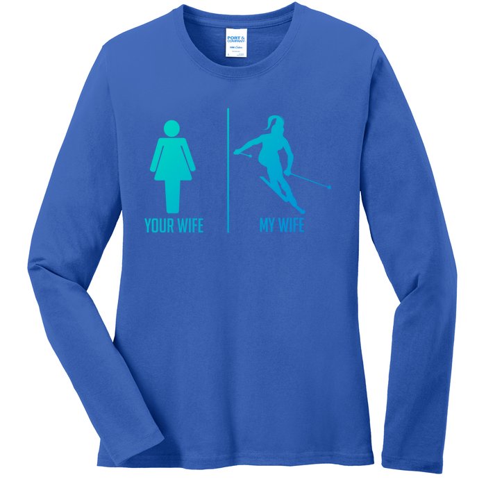 Ski Trip Skiing Wife Husband Marriage Gift Ladies Long Sleeve Shirt