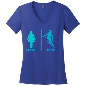 Ski Trip Skiing Wife Husband Marriage Gift Women's V-Neck T-Shirt