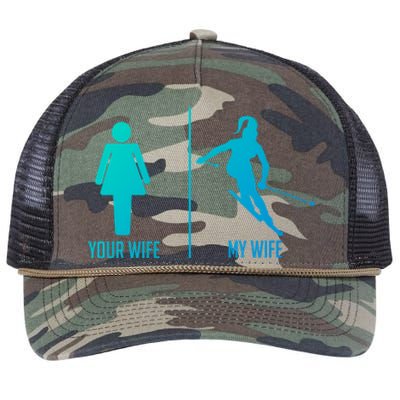 Ski Trip Skiing Wife Husband Marriage Gift Retro Rope Trucker Hat Cap