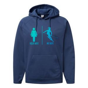 Ski Trip Skiing Wife Husband Marriage Gift Performance Fleece Hoodie