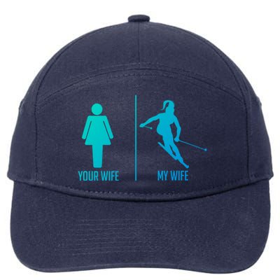 Ski Trip Skiing Wife Husband Marriage Gift 7-Panel Snapback Hat