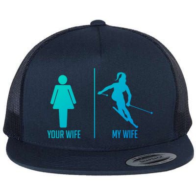 Ski Trip Skiing Wife Husband Marriage Gift Flat Bill Trucker Hat