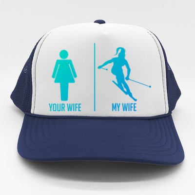 Ski Trip Skiing Wife Husband Marriage Gift Trucker Hat