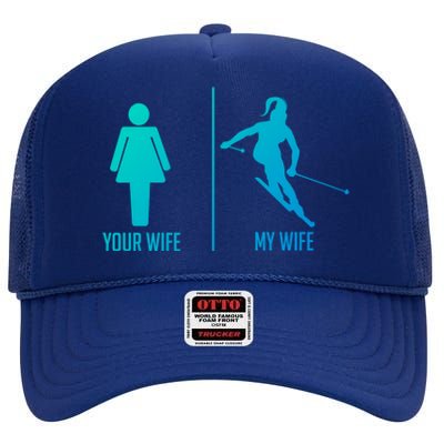 Ski Trip Skiing Wife Husband Marriage Gift High Crown Mesh Back Trucker Hat