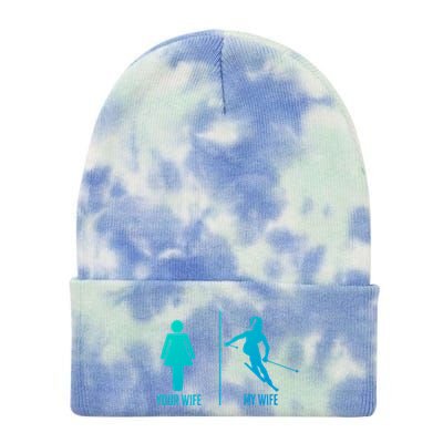 Ski Trip Skiing Wife Husband Marriage Gift Tie Dye 12in Knit Beanie