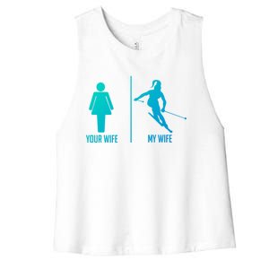 Ski Trip Skiing Wife Husband Marriage Gift Women's Racerback Cropped Tank