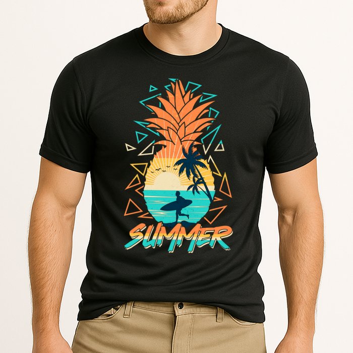 Summer Time Sufer Pineapple Cooling Performance Crew T-Shirt
