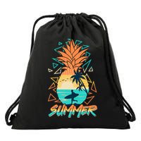 Summer Time Sufer Pineapple Drawstring Bag