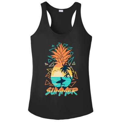 Summer Time Sufer Pineapple Ladies PosiCharge Competitor Racerback Tank