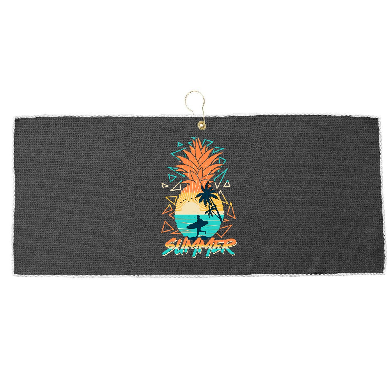 Summer Time Sufer Pineapple Large Microfiber Waffle Golf Towel