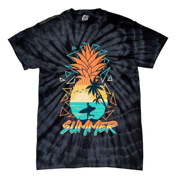 Summer Time Sufer Pineapple Tie-Dye T-Shirt