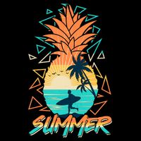Summer Time Sufer Pineapple Tie-Dye T-Shirt