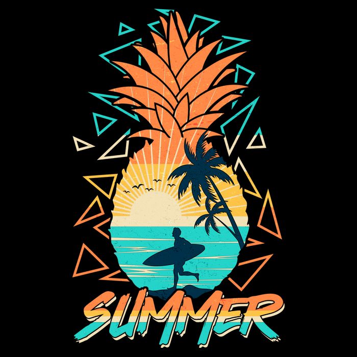 Summer Time Sufer Pineapple Tie-Dye T-Shirt
