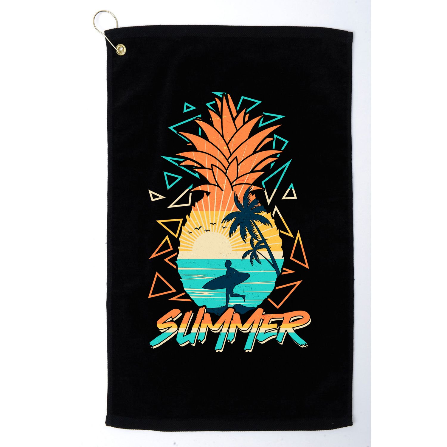 Summer Time Sufer Pineapple Golf Towel