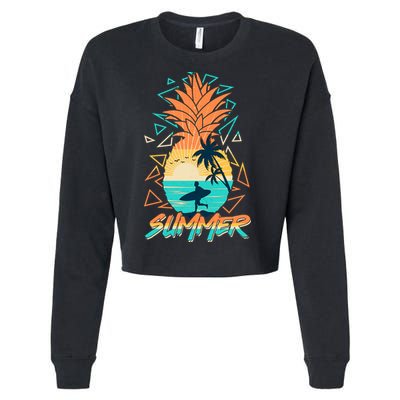 Summer Time Sufer Pineapple Cropped Pullover Crew