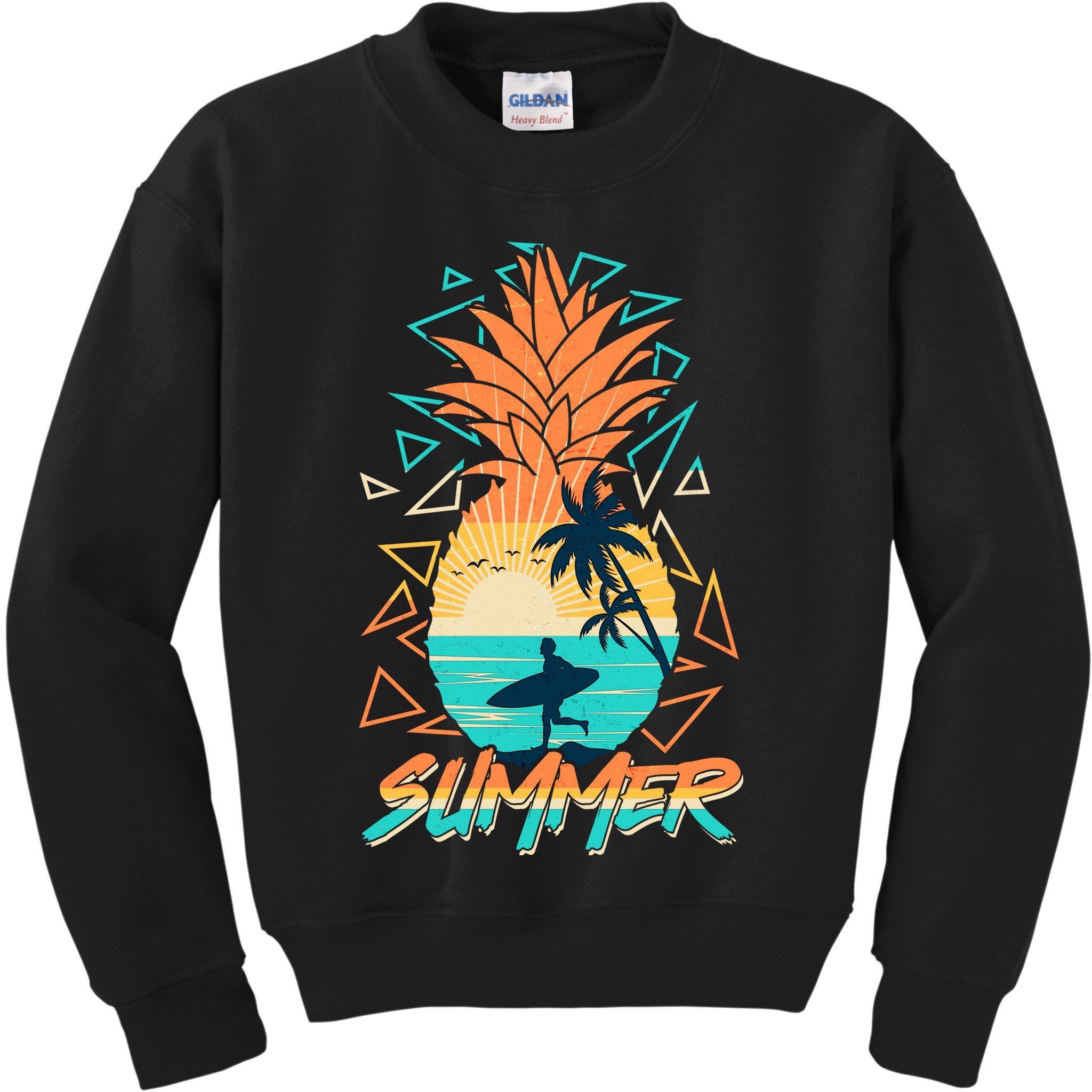 Summer Time Sufer Pineapple Kids Sweatshirt