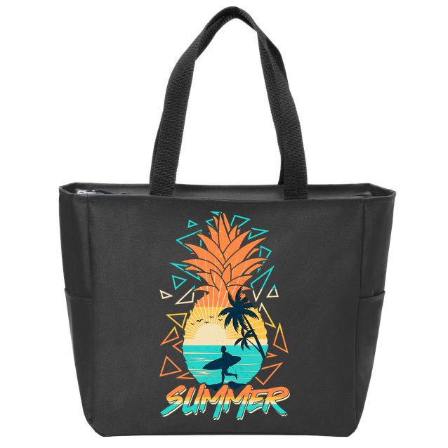 Summer Time Sufer Pineapple Zip Tote Bag