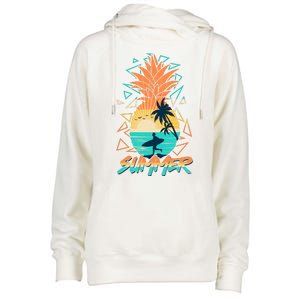 Summer Time Sufer Pineapple Womens Funnel Neck Pullover Hood