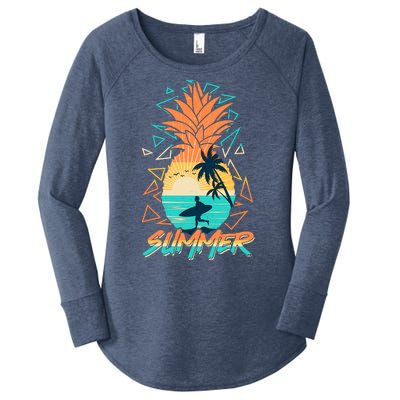 Summer Time Sufer Pineapple Women's Perfect Tri Tunic Long Sleeve Shirt