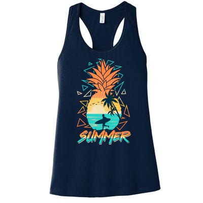 Summer Time Sufer Pineapple Women's Racerback Tank