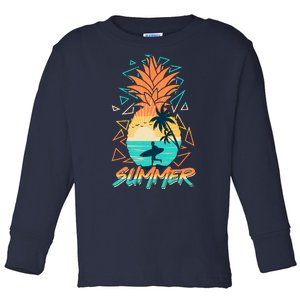 Summer Time Sufer Pineapple Toddler Long Sleeve Shirt