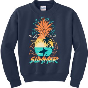 Summer Time Sufer Pineapple Kids Sweatshirt