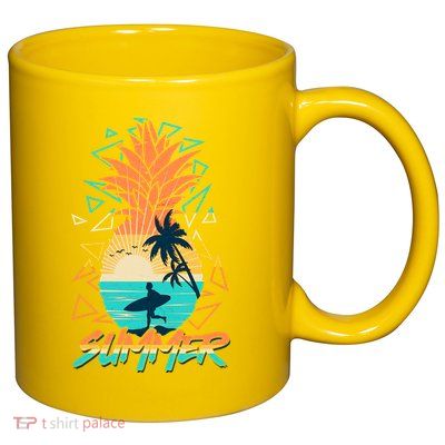 Summer Time Sufer Pineapple 11oz C Handle Ceramic Mug