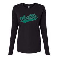 Seattle Text Womens Cotton Relaxed Long Sleeve T-Shirt