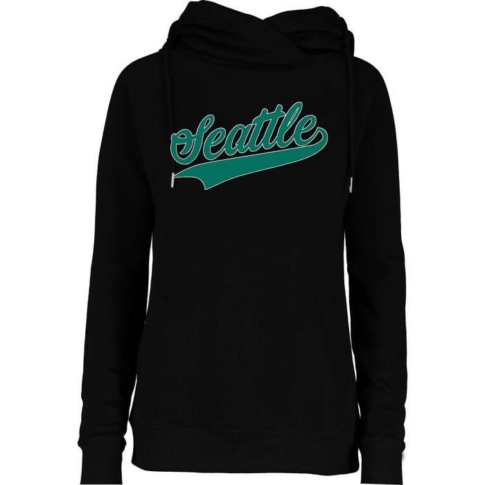 Seattle Text Womens Funnel Neck Pullover Hood