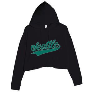 Seattle Text Crop Fleece Hoodie