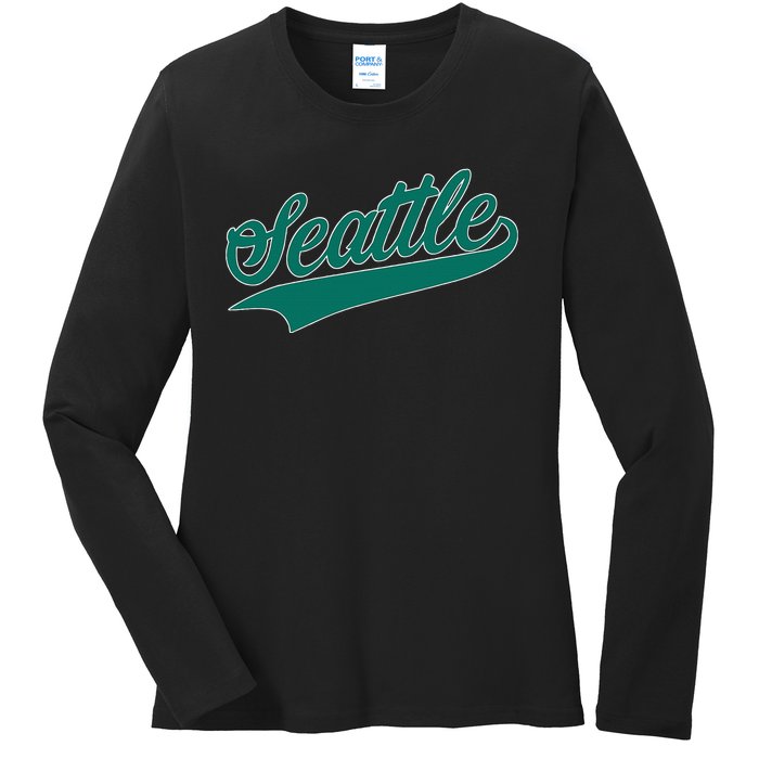 Seattle Text Ladies Long Sleeve Shirt