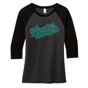 Seattle Text Women's Tri-Blend 3/4-Sleeve Raglan Shirt