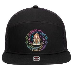 Scorpio The Soul Of A Witch Birthday Hippie Soul Gift 7 Panel Mesh Trucker Snapback Hat