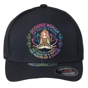 Scorpio The Soul Of A Witch Birthday Hippie Soul Gift Flexfit Unipanel Trucker Cap