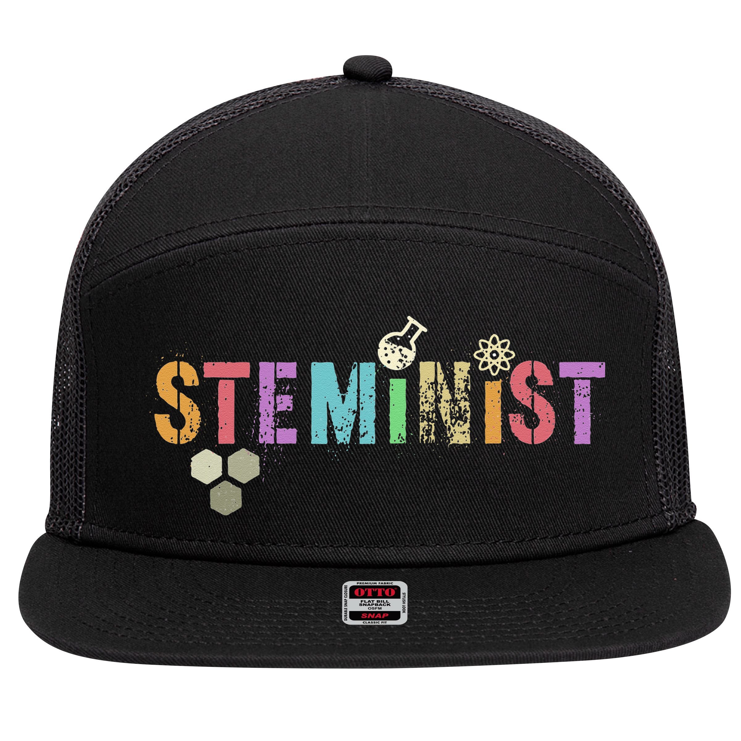 STEMINIST Technology Student STEM Teacher Women Engineering 7 Panel Mesh Trucker Snapback Hat