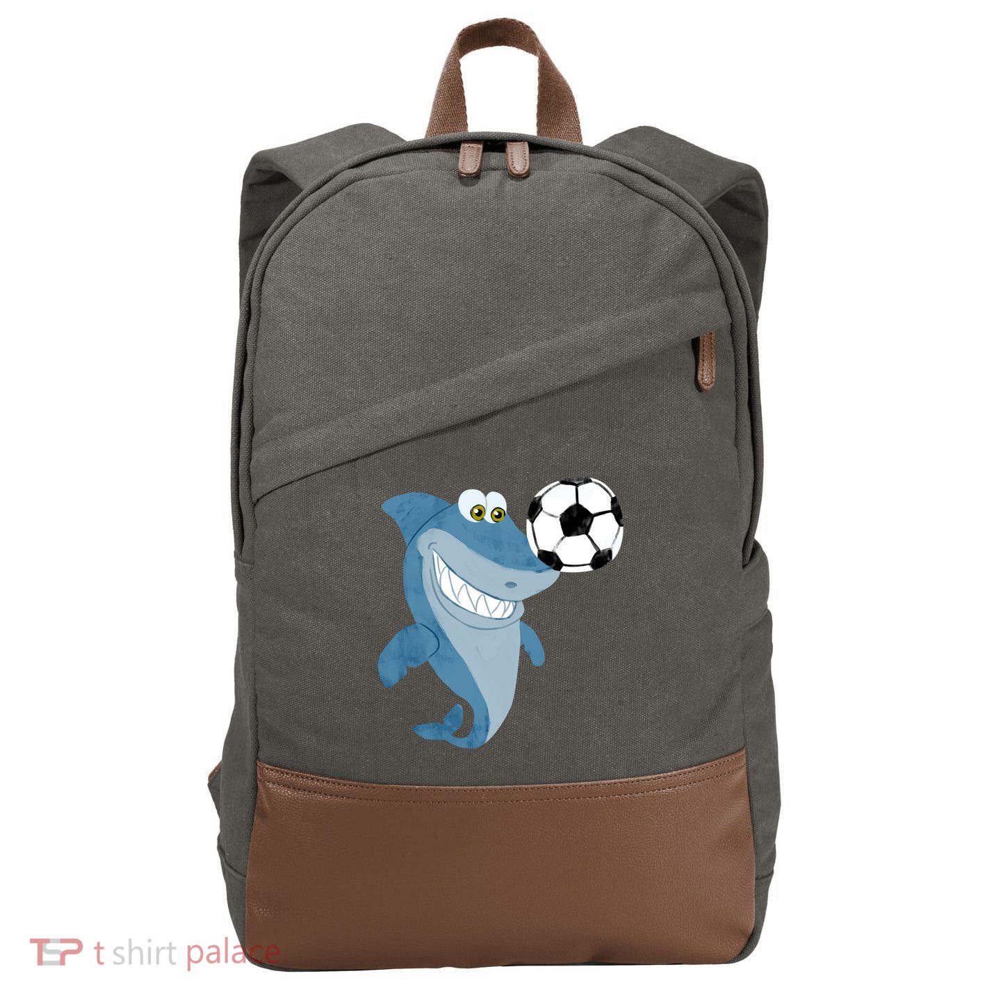 Soccer Team Shark Meaningful Gift Soccer Player Gift Cotton Canvas Backpack