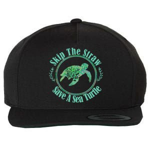 Skip The Straw Save The Sea Turtle Activist Wool Snapback Cap