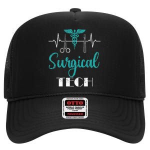 Scrub Tech Surgical Tech Week Technologist Technicians EKG High Crown Mesh Back Trucker Hat