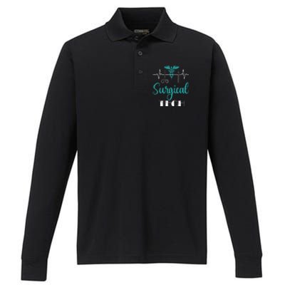 Scrub Tech Surgical Tech Week Technologist Technicians EKG Performance Long Sleeve Polo