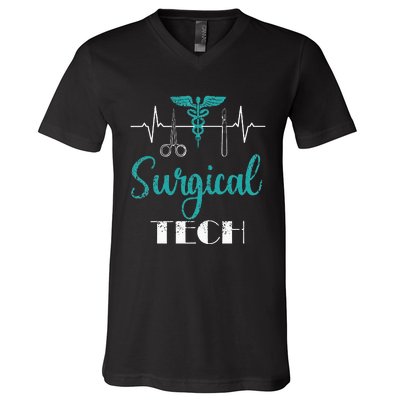 Scrub Tech Surgical Tech Week Technologist Technicians EKG V-Neck T-Shirt